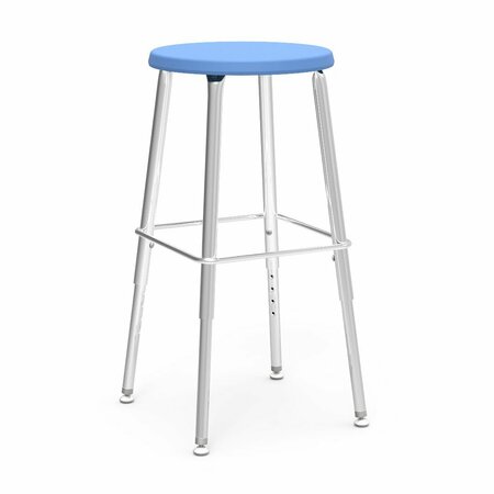 VIRCO 120 Series Adjustable Stool From 19" to 27" with Steel Glides - Sky Blue Seat 1201927SG